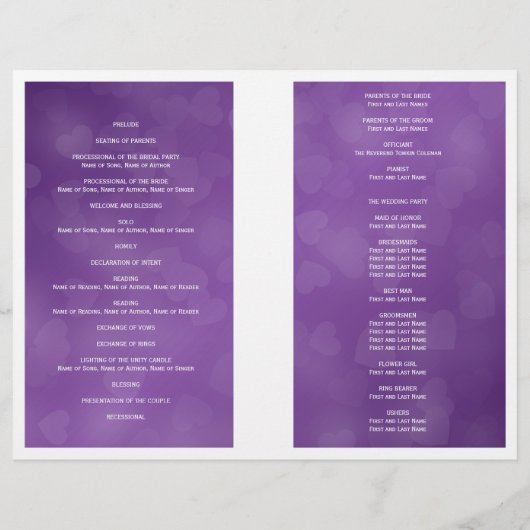 Hochzeitsprogramm Lila (Rückseite)