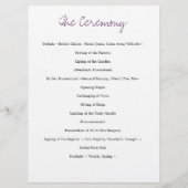 Hochzeitsprogramm Lila Gelbe Wasserfarbe Dahlias Programm (Rückseite)