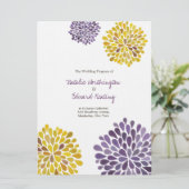 Hochzeitsprogramm Lila Gelbe Wasserfarbe Dahlias Programm (Stehend Vorderseite)