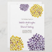 Hochzeitsprogramm Lila Gelbe Wasserfarbe Dahlias Programm (Vorne/Hinten)