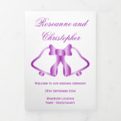 Hochzeitsprogramm Lila Glocken und Band Dreifach-gefaltete Programmkarte (Cover)