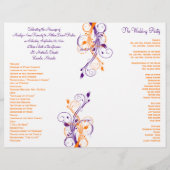 Hochzeitsprogramm | Lila Orange White | Floral (Rückseite)
