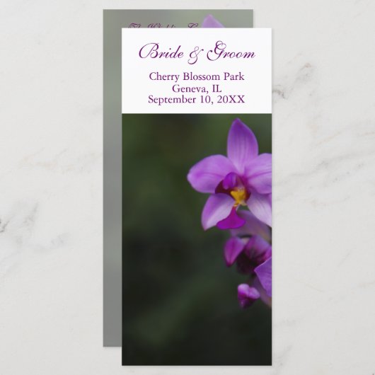 Hochzeitsprogramm - Lila Orchideenkarte Programm (Vorne/Hinten)