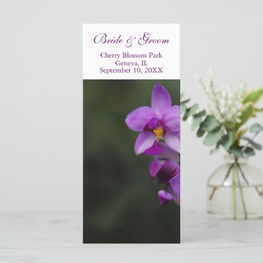 Hochzeitsprogramm - Lila Orchideenkarte Programm (Stehend Vorderseite)