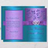Hochzeitsprogramm | Lila, türkisfarbene Blumenhörn (Vorne/Hinten)