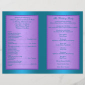 Hochzeitsprogramm | Lila, türkisfarbene Blumenhörn (Rückseite)