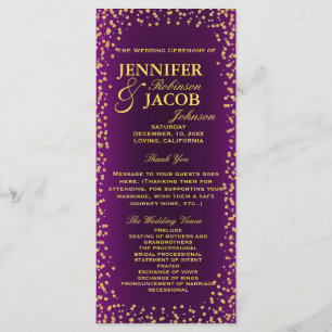 Hochzeitsprogramm   Lila und Gold Confetti Programm