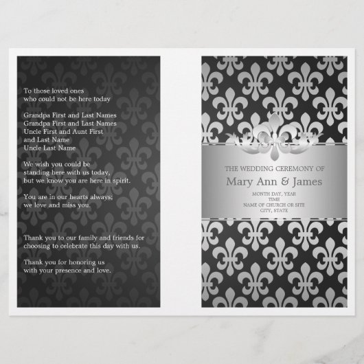 Hochzeitsprogramm Lilie Black (Vorderseite)