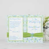 Hochzeitsprogramm "Lime Green and Blue Floral" (Stehend Vorderseite)