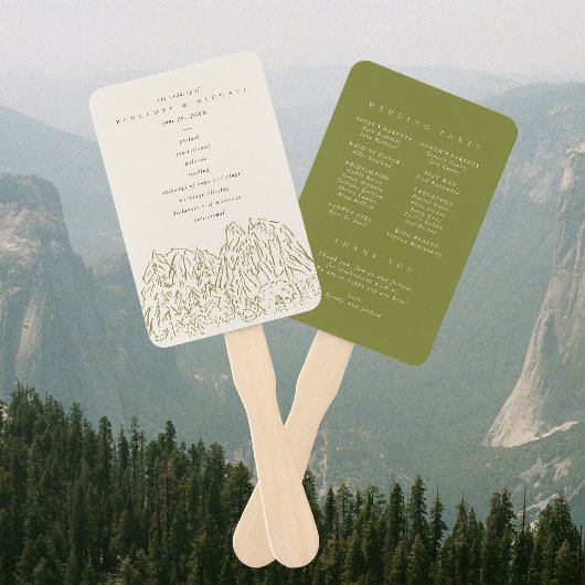 Hochzeitsprogramm Line Art Yosemite National Park Fächer