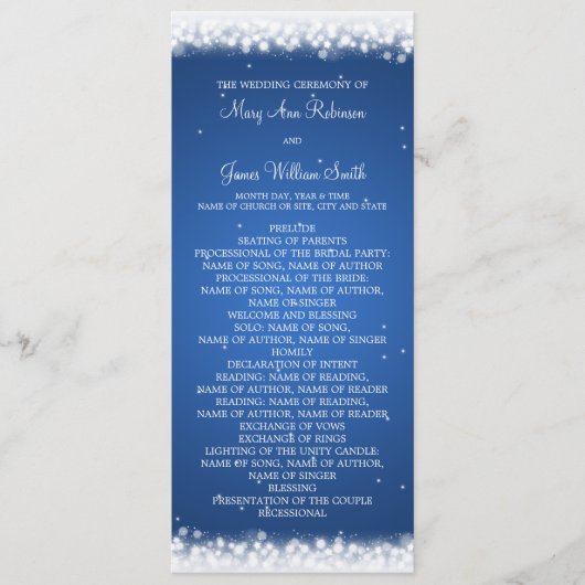 Hochzeitsprogramm Magic Sparkle Blue Programm (Vorderseite)