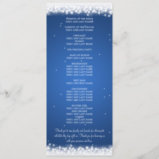 Hochzeitsprogramm Magic Sparkle Blue Programm (Rückseite)