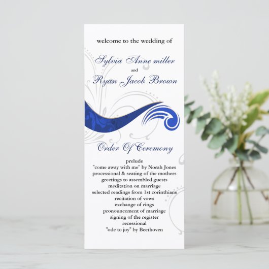 Hochzeitsprogramm "marineblau" programm (Stehend Vorderseite)