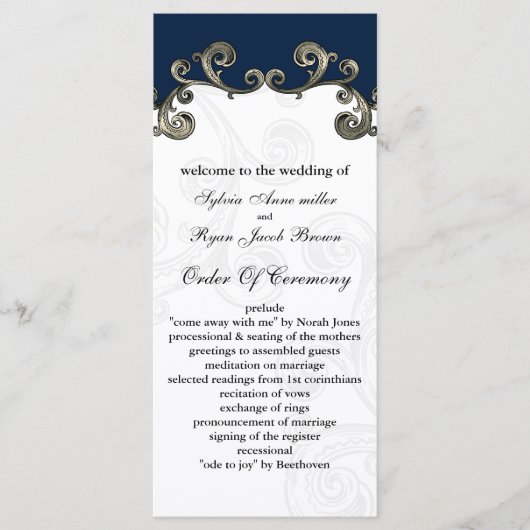 Hochzeitsprogramm "marineblau" programm (Vorderseite)