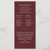 Hochzeitsprogramm - Marsala Twinkle Lights Programm (Rückseite)