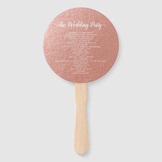 Hochzeitsprogramm Mason Jars String Lights Rose Go Fächer (Rückseite)