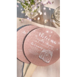 Hochzeitsprogramm Mason Jars String Lights Rose Go Fächer
