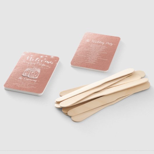 Hochzeitsprogramm Mason Jars String Lights Rose Go Fächer (Non-assembled)