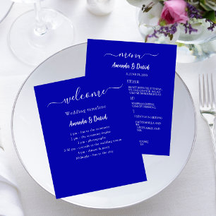 Hochzeitsprogramm Menü königsblau weiß