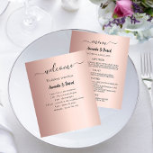 Hochzeitsprogramm Menü Rose Gold Budget