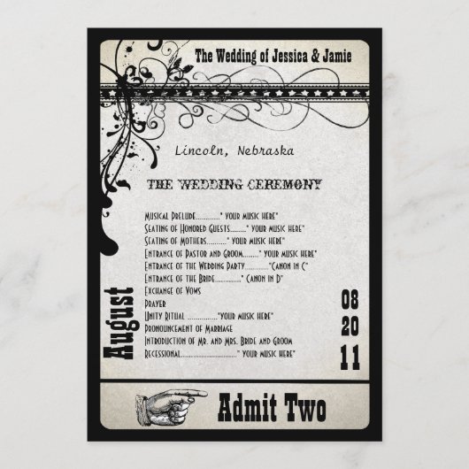 Hochzeitsprogramm Metallic Silber Programm (Vorderseite)