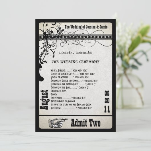 Hochzeitsprogramm Metallic Silber Programm (Stehend Vorderseite)