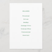 Hochzeitsprogramm Minimalistische grüne Randkarte Programm (Rückseite)