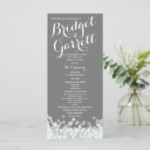 Hochzeitsprogramm Mint and Gray Twinkle Lights Programm (Stehend Vorderseite)
