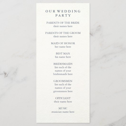 Hochzeitsprogramm mit blauen und rosa Peonies Programm (Rückseite)