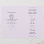 Hochzeitsprogramm mit Blumen gefaltet. Lila Blumen (Rückseite)