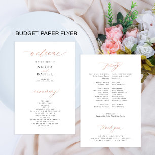 Hochzeitsprogramm mit Budget Rose-Gold-Schrift ele
