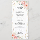 Hochzeitsprogramm mit der Geometrie der Blütenpink Programm (Rückseite)