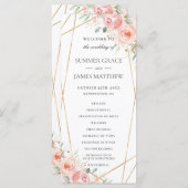 Hochzeitsprogramm mit der Geometrie der Blütenpink Programm (Vorne/Hinten)