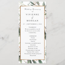 Hochzeitsprogramm mit elegantem Blattgold in Aquar