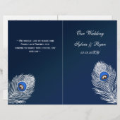 Hochzeitsprogramm mit elegantem blauem Pfau (Vorne/Hinten)
