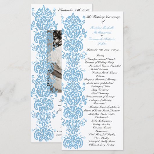 Hochzeitsprogramm mit Foto Back für Placid Blue Da Programm (Vorne/Hinten)
