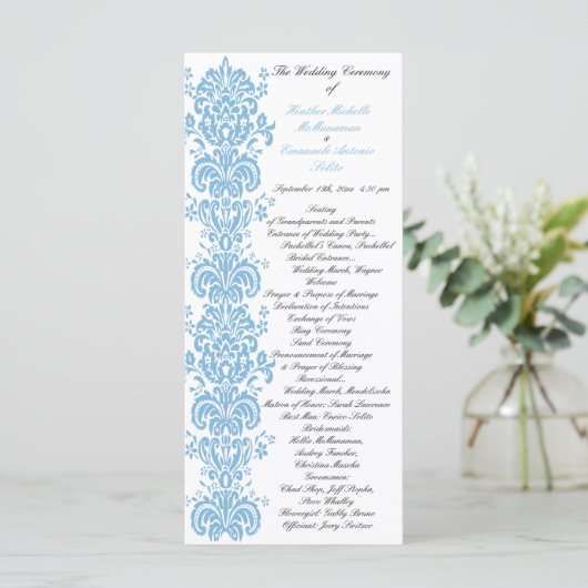 Hochzeitsprogramm mit Foto Back für Placid Blue Da Programm (Stehend Vorderseite)