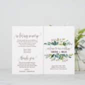 Hochzeitsprogramm mit gefaltetem Laubwerk (Stehend Vorderseite)