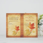 Hochzeitsprogramm mit herbstlichen Ahornblättern (Stehend Vorderseite)