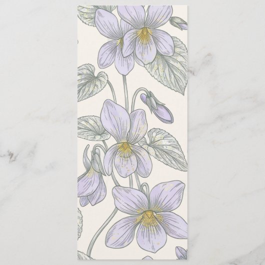 Hochzeitsprogramm mit Illinois Blau-Veilchen-Blume Programm (Rückseite)