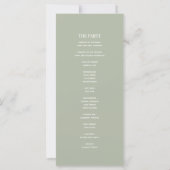 Hochzeitsprogramm mit Monogramm in Salbeigrün (Rückseite)