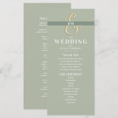 Hochzeitsprogramm mit Monogramm in Salbeigrün (Vorne/Hinten)