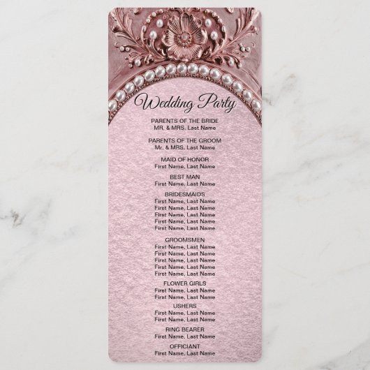 Hochzeitsprogramm mit rosa Blumen Programm (Rückseite)