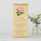 Hochzeitsprogramm mit Vintage Hortensien Programm (Stehend Vorderseite)
