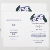 Hochzeitsprogramm mit Vintage-Pfau-Motiv (Vorne/Hinten)