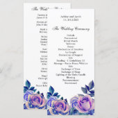 Hochzeitsprogramm mit violetten Rosen. Florale Zer Programm (Vorne/Hinten)