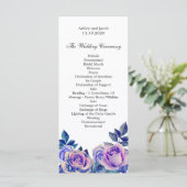Hochzeitsprogramm mit violetten Rosen. Florale Zer Programm (Stehend Vorderseite)