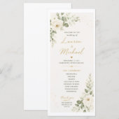 Hochzeitsprogramm mit weißen Rosen Programm (Vorne/Hinten)