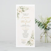 Hochzeitsprogramm mit weißen Rosen Programm (Stehend Vorderseite)