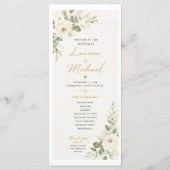 Hochzeitsprogramm mit weißen Rosen Programm (Vorderseite)